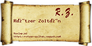 Rötzer Zoltán névjegykártya